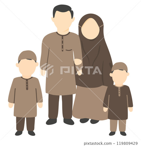 muslim family with children muslim family with children 119809429