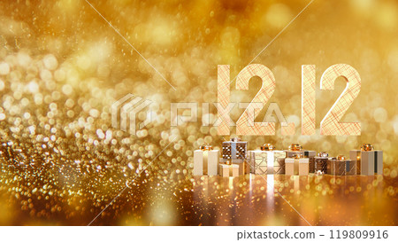 The 12 number and gift box promotion or discount concept 3d rendering. 119809916