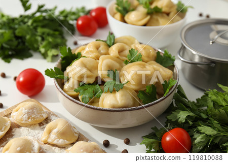 Dumplings, concept of tasty food, dough food Dumplings, concept of tasty food, dough food 119810088