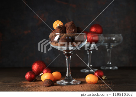 Chocolate truffles, concept of delicious sweet food Chocolate truffles, concept of delicious sweet food 119810102