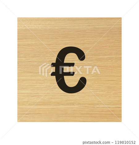 Euro currency sign on wood block Euro currency sign on wood block 119810152
