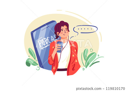 Listen to Podcast Illustration 119810170