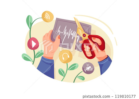 Audio Editing Illustration 119810177