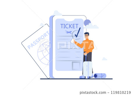 Man Getting Online Boarding Pass Man Getting Online Boarding Pass 119810219