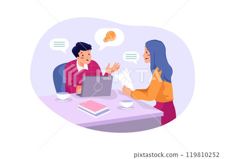 Man And Female Finding Solution 119810252