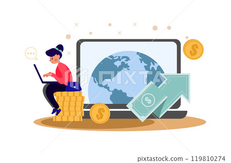 Sales Executive Working On Profit Growth 119810274