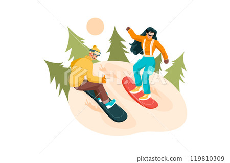Snowboarding Illustration 119810309