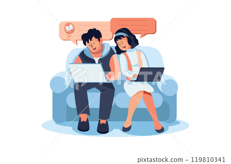 Customer give online review on mobile application concept Customer give online review on mobile application concept 119810341