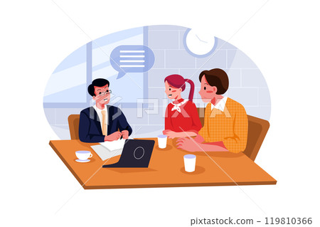 Human resources manager conducting a job interview with applicants in the office 119810366