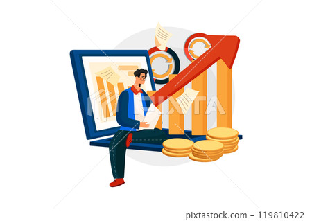 Generating increased revenue Vector Illustration concept. Flat illustration isolated on white background Generating increased revenue Vector Illustration concept. Flat illustration isolated on white background 119810422
