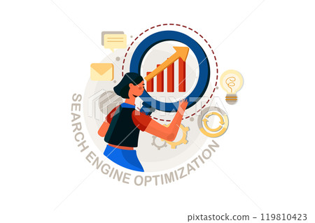 Search Engine Optimization Vector Illustration concept. Flat illustration isolated on white background. Search Engine Optimization Vector Illustration concept. Flat illustration isolated on white background. 119810423