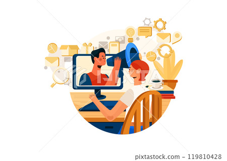 Online Digital Marketing Vector Illustration concept. Flat illustration isolated on white background 119810428