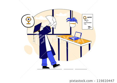 Students Studying In Online Degree Program 119810447