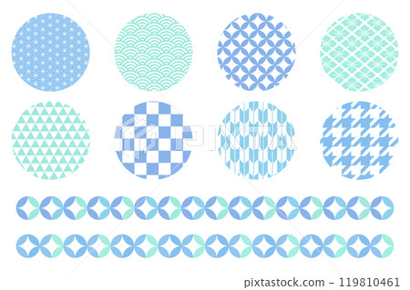 Colorful illustration set of traditional Japanese patterns Japanese pattern Colorful illustration set of traditional Japanese patterns Japanese pattern 119810461