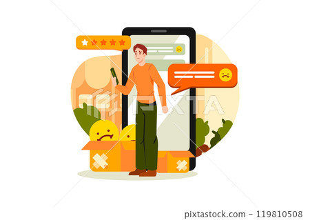 Customer Giving Negative Review To Product On Online Store. Customer Giving Negative Review To Product On Online Store. 119810508