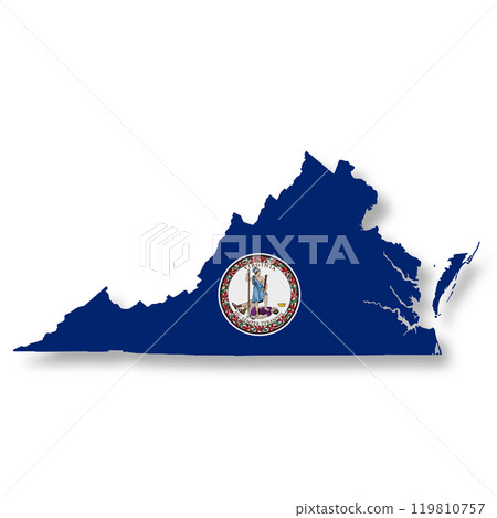 Virginia State flag map Illustration with clipping path 119810757