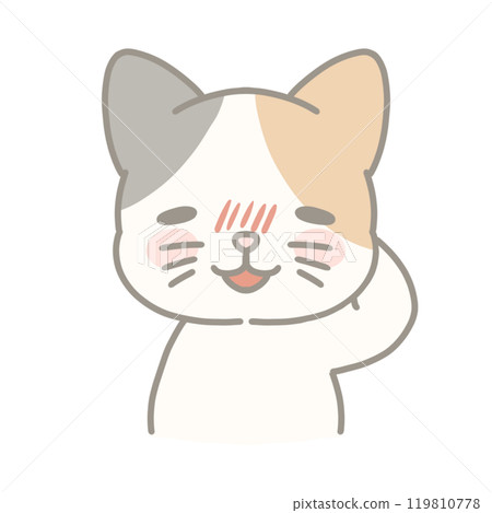 Illustration of a shy calico cat Illustration of a shy calico cat 119810778