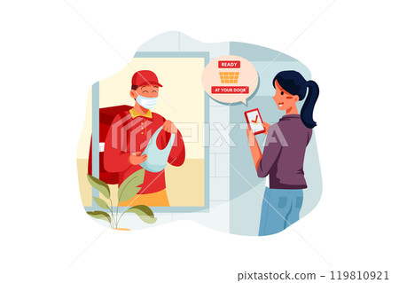 Online grocery buying and home delivery Online grocery buying and home delivery 119810921