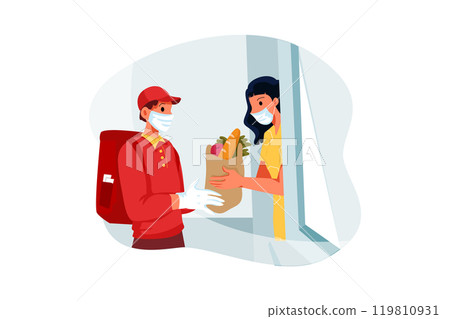 Delivery man checking the delivery location 119810931