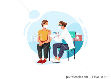 Man with face mask getting vaccinated Man with face mask getting vaccinated 119810988