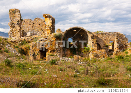 Remains of Anemurium basilica, Turkey 119811334