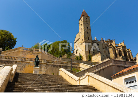 Monumental staircase, statue of d Artagnan and Armagnac Tower, Auch 119811343