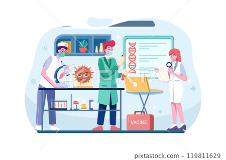 A team of professional medical scientists doing research in lab 119811629