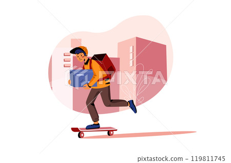 Delivery on skateboard Illustration 119811745