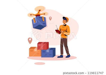 Drone delivery Illustration 119811747