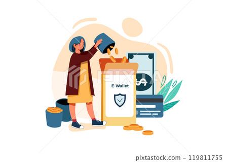 Secure money transfer Illustration Secure money transfer Illustration 119811755