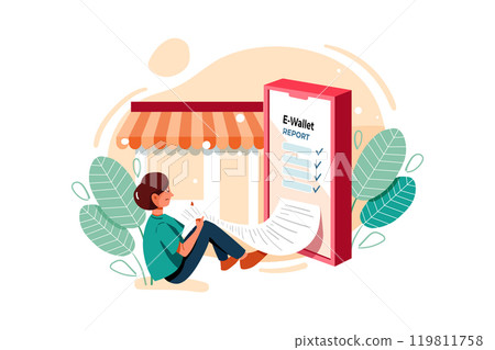 Online Transaction report Illustration 119811758