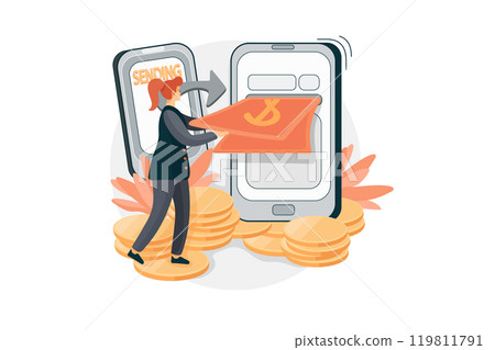 Online money transfer Illustration Online money transfer Illustration 119811791