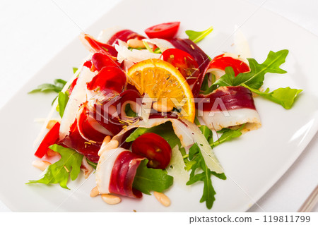 Fresh salad with dried duck breast 119811799