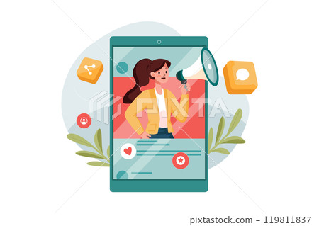 Female marketing employee working on digital marketing 119811837