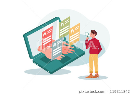 Man searching for marketing agent Illustration 119811842