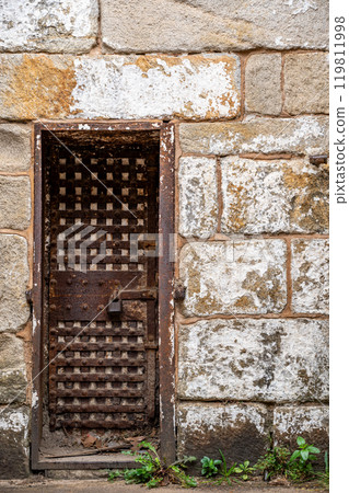 Heavy reinforced door to the guardhouse of Eastern State Penitentiary historic site. 119811998