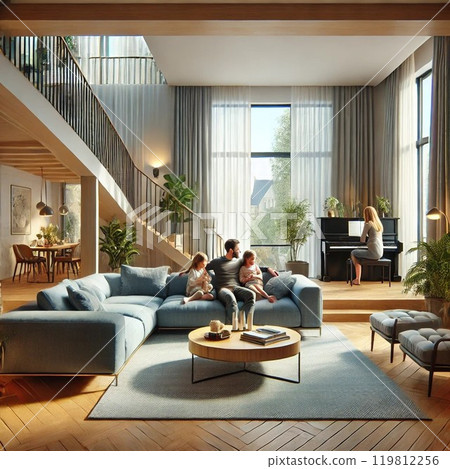 Parents sitting on the sofa 119812256