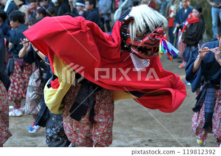 岡山市武部祭典七社八幡宮內的舞獅神樂祭 119812392