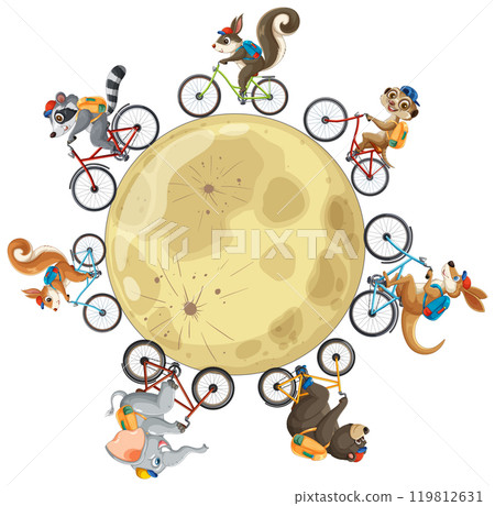 Animals Cycling Around the Moon 119812631