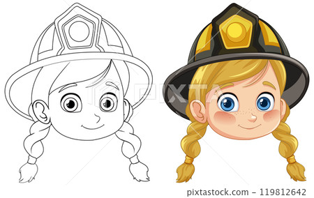 Cute Firefighter Girl Illustration Cute Firefighter Girl Illustration 119812642