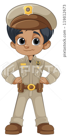 Cartoon Police Officer Girl Cartoon Police Officer Girl 119812673