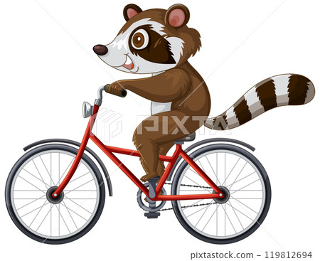 Raccoon Riding a Red Bicycle 119812694