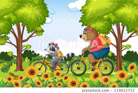 Biking Adventure with Forest Animals Biking Adventure with Forest Animals 119812722
