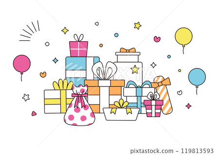 簡單可愛的慶祝插畫素材 簡單可愛的慶祝插畫素材 119813593