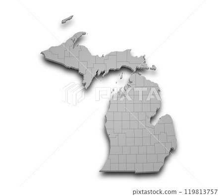 3d Map of Michigan state with color. United State of America, US, United State 119813757