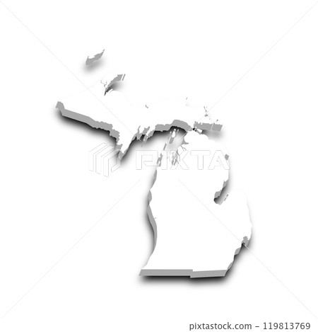 3d Map of Michigan state with color. United State of America, US, United State 3d Map of Michigan state with color. United State of America, US, United State 119813769