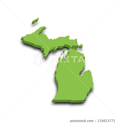 3d Map of Michigan state with color. United State of America, US, United State 3d Map of Michigan state with color. United State of America, US, United State 119813771