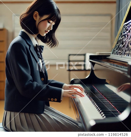 學校女孩彈鋼琴 學校女孩彈鋼琴 119814526