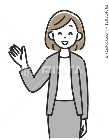 穿著西裝的女商人微笑著求婚 穿著西裝的女商人微笑著求婚 119814562