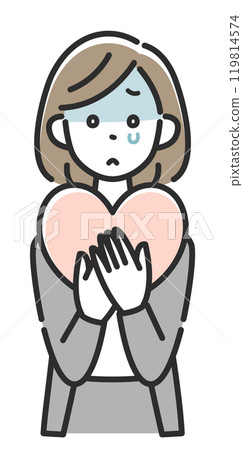 患有心臟病的西裝的女商人 119814574